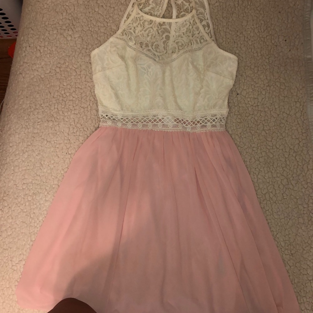 Pink and white dress